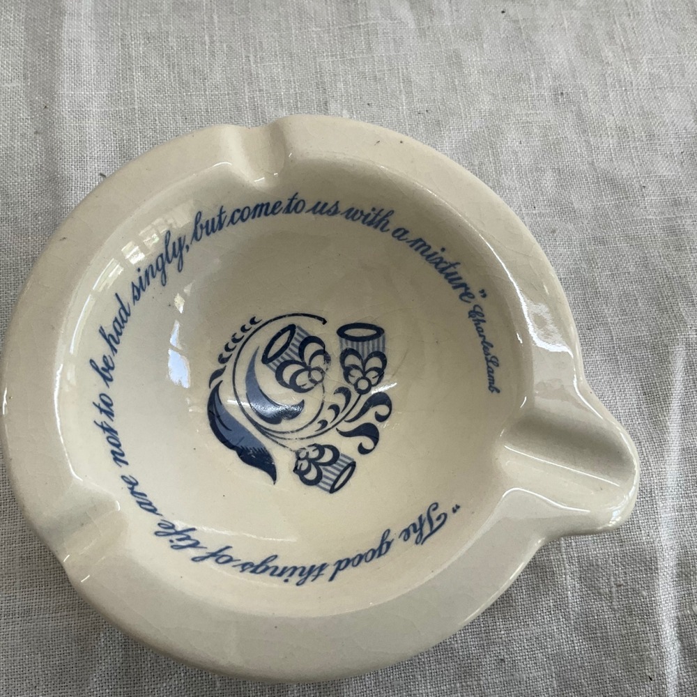 Vintage Merck Pharmaceutical Advert Ceramic Ashtray Charles Lamb Floral - Picture 2 of 8